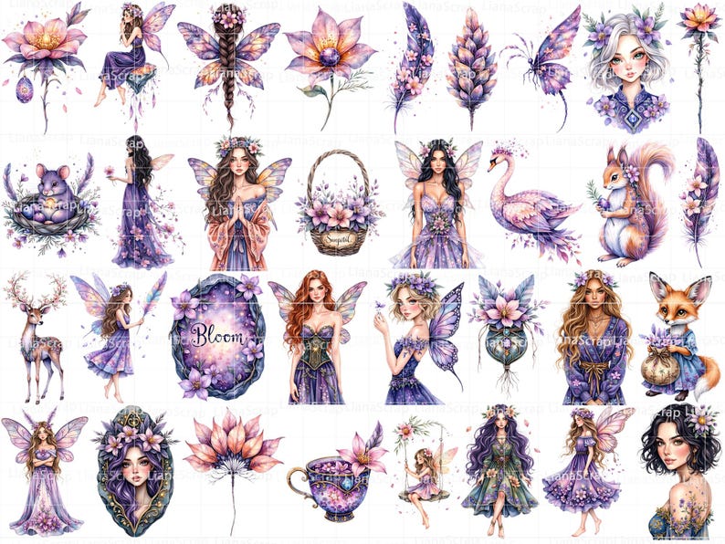 Floral Fairy Clipart – Watercolor PNG Graphics, Fantasy Art (86 Images ...