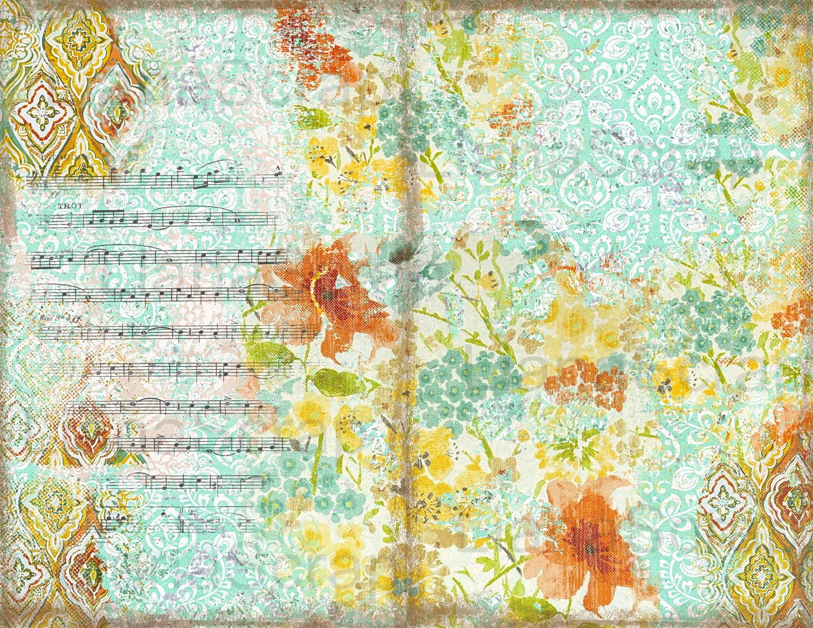 かおり494)オンデマンドペーパー Spring Bohemian Junk Journal Digital Kit Printable, Boho