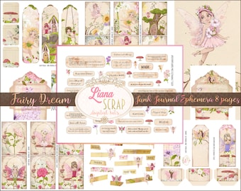 Ephemera Fairy Dream, Junk Journal Paper, collagevellen (digitale download)
