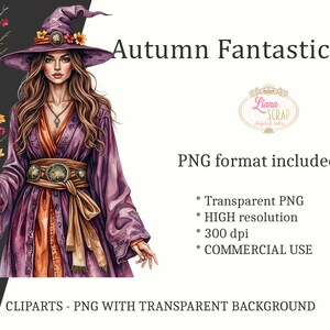 Watercolor Autumn Clipart Set – 96 PNG Fantasy Graphics (Digital Planners) image 5