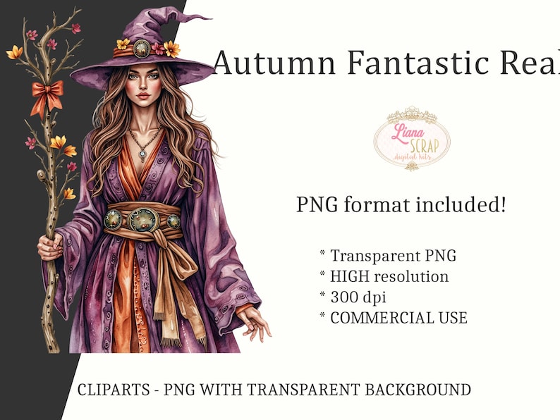 Watercolor Autumn Clipart Set – 96 PNG Fantasy Graphics (Digital Planners) image 5