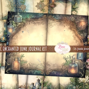 Carta digitale incantata di base per diari spazzatura, carta di giornale con sfondo fantasy, kit digitale stampabile, carta di giornale spazzatura fantasia