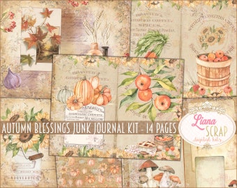 Autumn Junk Journal Kit, Fall Collage Sheets (Digital Download)