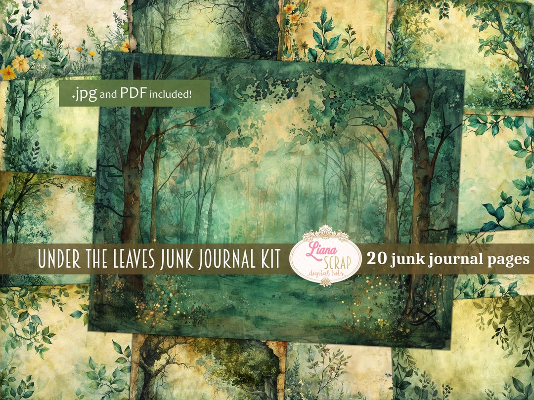 Vintage Forest Junk Journal Paper, Under the Leaves (digital Download ...