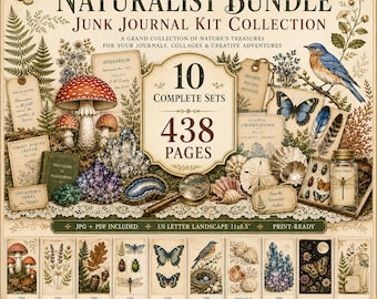 Naturalist Bundle 10-IN-1, Printable Junk Journal Kit, 438 Pages, Vintage Nature Botany