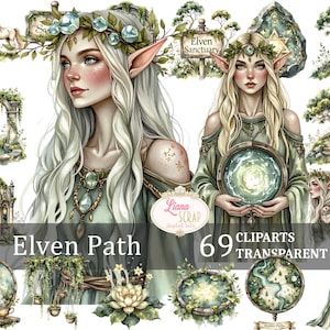 Clipart elfenpad - digitale fantasiekunst, transparante achtergrond, elfen, bos, magische ontwerpen - 69 afbeeldingen