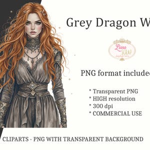 Grey Dragon Witch 72 Digital Clipart Set - PNG, Witchy Art, Dragons, Fantasy Graphics image 5