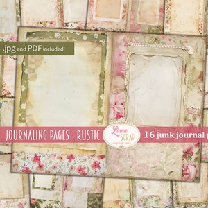 Journaling Seiten - Rustikal, Digital Junk Journal Hintergrund, bedruckbare Collage, Rustikale Stoffe Digital Junk Journal, Filler Journal Papier