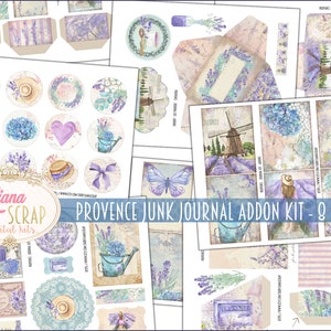 Provence Junk Journal ADDON Kit Printable, Lavender Digital Collage Sheets, Lavender Junk Journal Paper ADDON