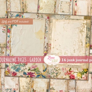 Journaling-pagina's Tuin, Digitale Junk Journal Achtergrond, Collage Afdrukbaar, Botanisch Digitaal Junk Journal, Filler Journal Paper