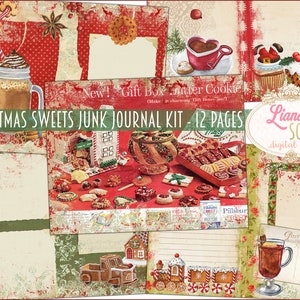 Vintage Christmas Sweets Junk Journal Kit, Christmas Collage Printables, Digital Christmas Kit, Junk Journal Paper