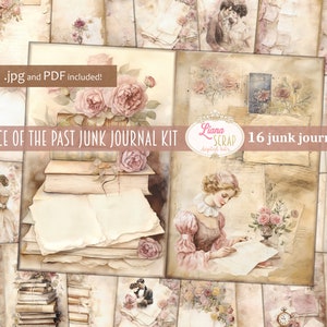 Romance del pasado Digital Junk Journal Kit, Vintage Collage Imprimible, Digital Victorian Kit, Vintage Love Letters Digital Junk Journal