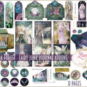 Kit numérique de journal indésirable féerique de la forêt sombre addons imprimable, feuilles de collage numérique féerique, compléments fantaisistes pour journal indésirable, papier pour journal indésirable