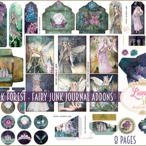 Dark Forest Fairy Junk Journal Digital Kit ADDON Printable, Fairy Digital Collage Sheets, Whimsical Junk Journal Addons, Junk Journal Paper