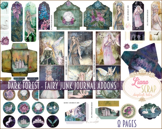 Fairy Junk Journal Kit, Vintage Book Pages,Scrapbook Paper Fairy Prints 50  Items