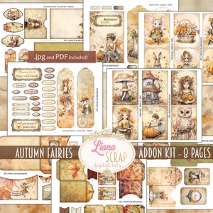 Kit ADDON del diario della spazzatura digitale delle fate autunnali, collage autunnale stampabile, kit fata digitale, diario della spazzatura digitale delle favole effimeri