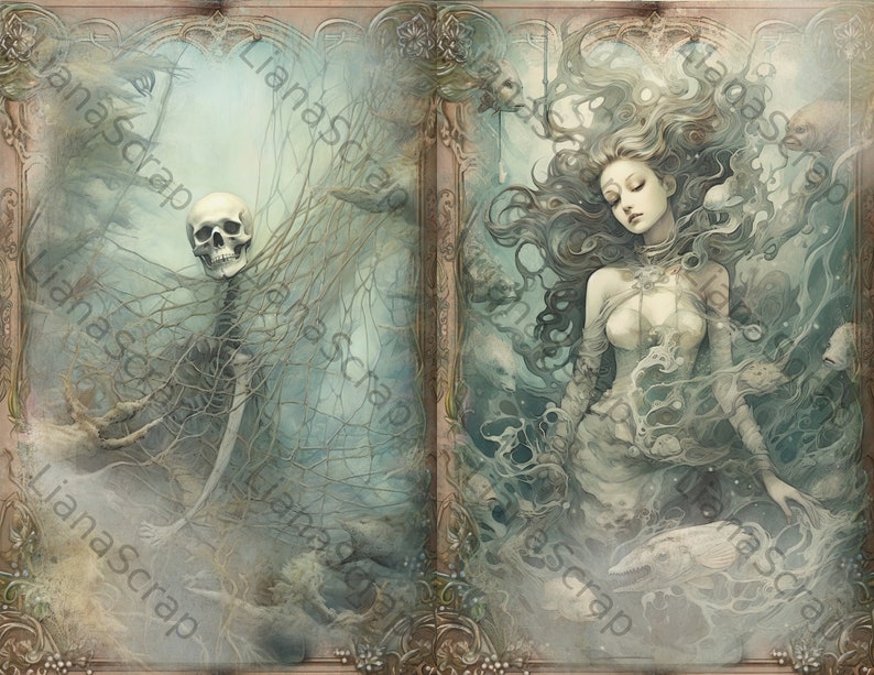 Cursed Ocean Junk Journal Kit, Haunted Sea Collage (digital Download ...