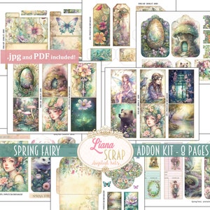 Spring Fairy Junk Journal ADDON Kit, Fantasy Fairy Collage Printables, Digital Fairy Kit, Fairy Seasons Collection Ephemera