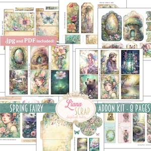 Frühlingsfee Junk Journal ADDON Kit, Fantasy Fee Collage Printables, Digital Fee Kit, Fairy Seasons Collection Ephemera