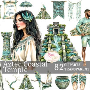 Images Clipart Temple côtier aztèque PNG Transparents, art numérique, décor côtier, planificateur, autocollants Illustration aztèque