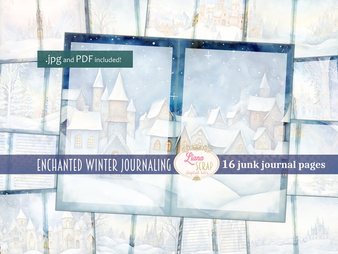 Enchanted Winter Junk Journal Paper, Blue Collage Printable (PDF) - Etsy