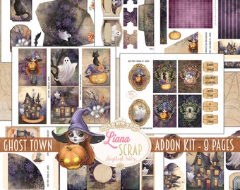 Halloween Junk Journal ADDON Kit, Ghost Town Ephemera (Digital Collage Sheets)