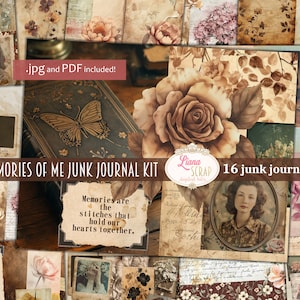 Kit per diario spazzatura digitale Memories Of Me, collage decorativo Rich Browns stampabile, carta vintage per diario spazzatura digitale