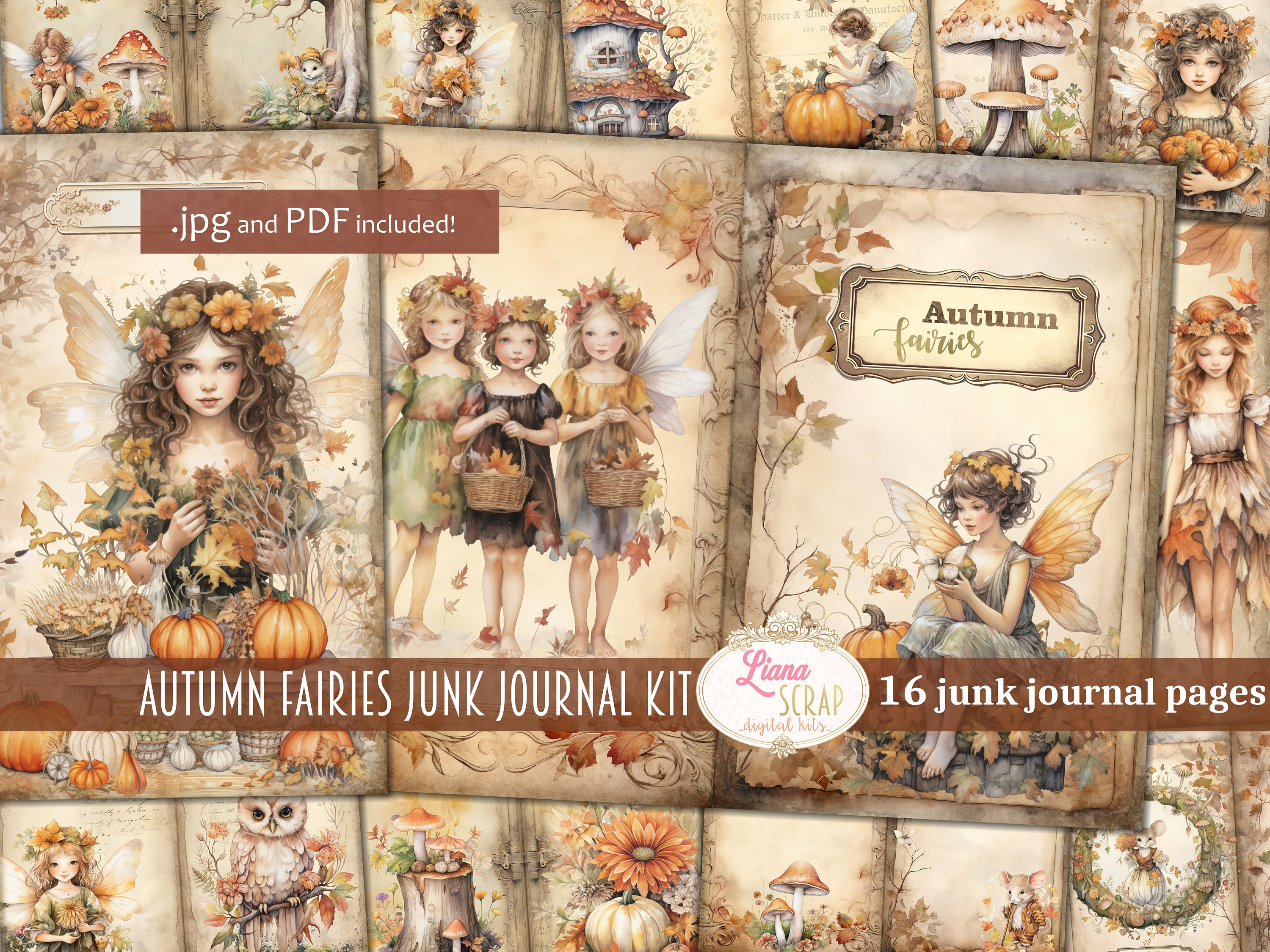Autumn Junk Journal Kit, Fall Scrapbook Supplies, Handmade Paper  Accessories for Scrapbooking 