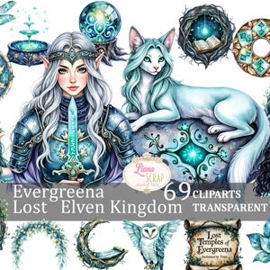 Evergreena Royaume elfique perdu 69 Clipart ensemble PNG Transparent Art numérique Graphismes elfiques Autocollants fantastiques Fournitures de planification numérique, elfe
