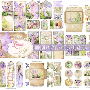 Hidden Fairy Junk Journal ADDON Digital Kit Printable, Fairy Digital Collage Sheets, Whimsical Fairy Ephemera, Junk Journal Paper