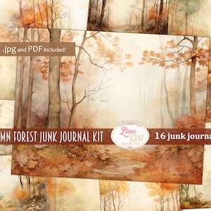 Autumn Forest Digital Junk Journal Background, Fairy Forest Collage Printable, Digital Junk Journal, Nature Journal Paper, Forest background