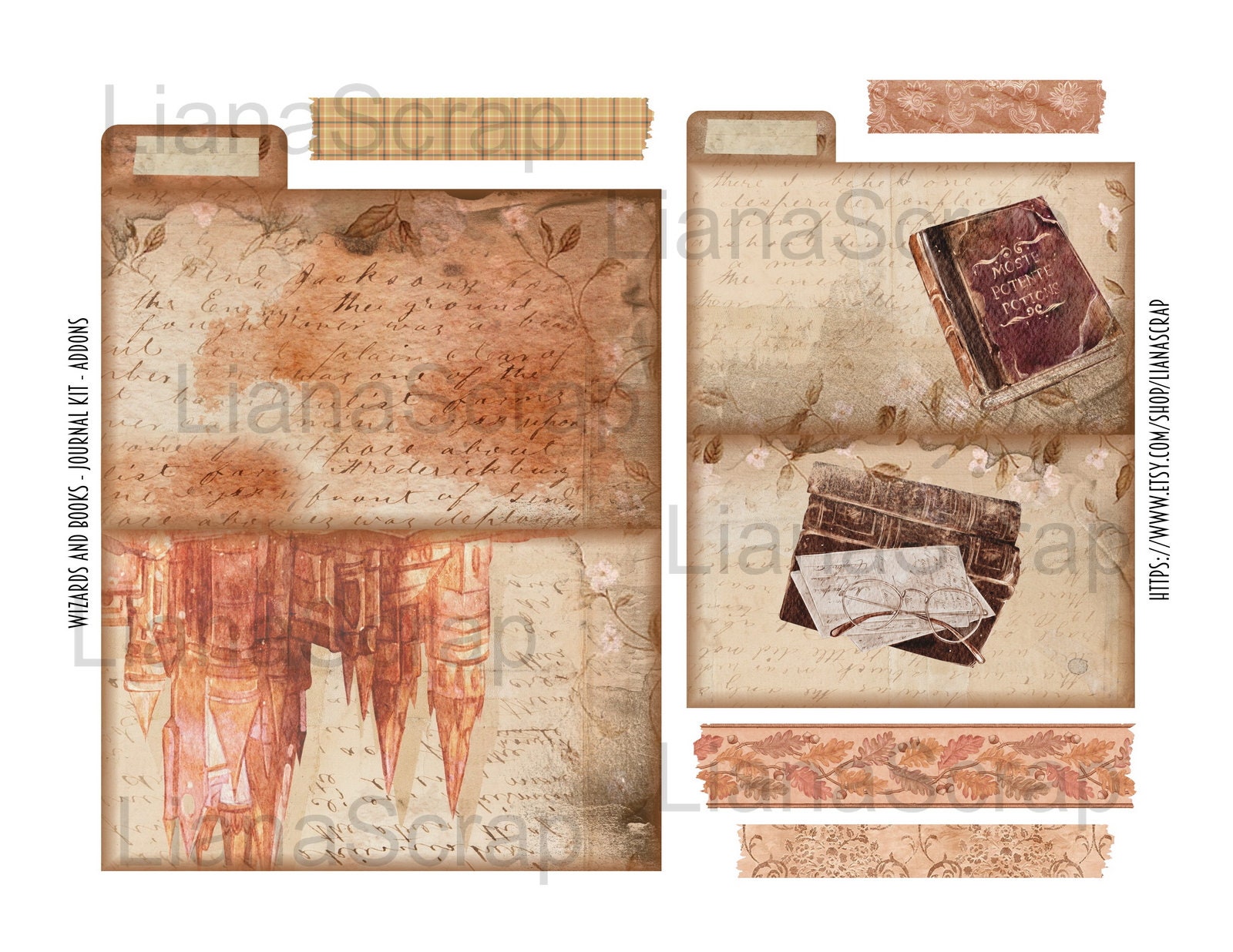 Wizard Junk Journal Kit, Magic Ephemera, Collage Sheets (digital ...