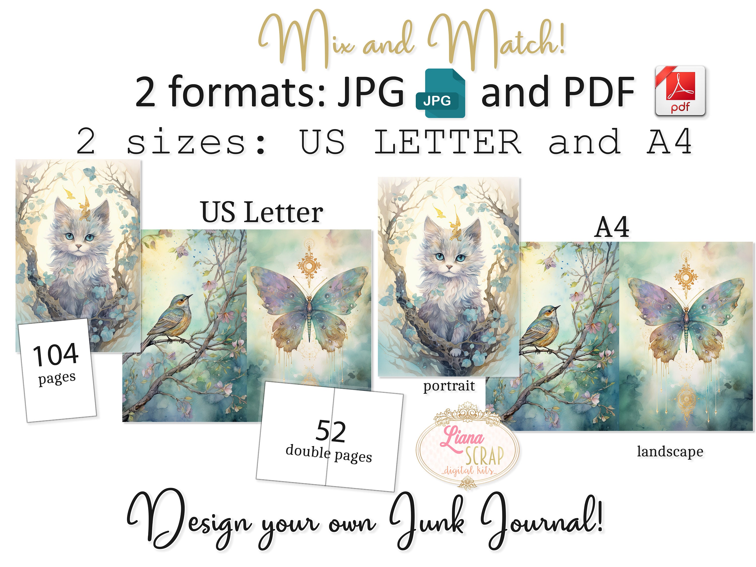 Junk Journal - Blooming Elven Garden - US Letter and A4 Size