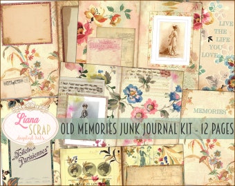 Vintage Wallpaper Junk Journal Kit, Old Memories Ephemera (Digital Download)