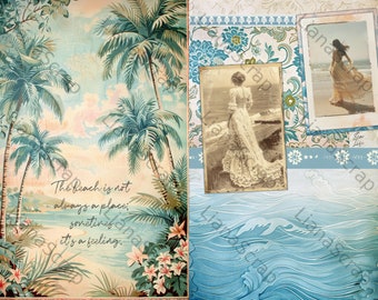 In Love With the Sea Digital Junk Journal Kit, Beach Collage In Love With the Sea Digital Junk Journal Kit, Beach Collage