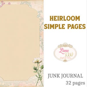 Heirloom Simple Pages - Vintage papier om op te schrijven Junk Journal Kit met 32 pagina's - Digitale download (JPG en pdf), verouderd papier