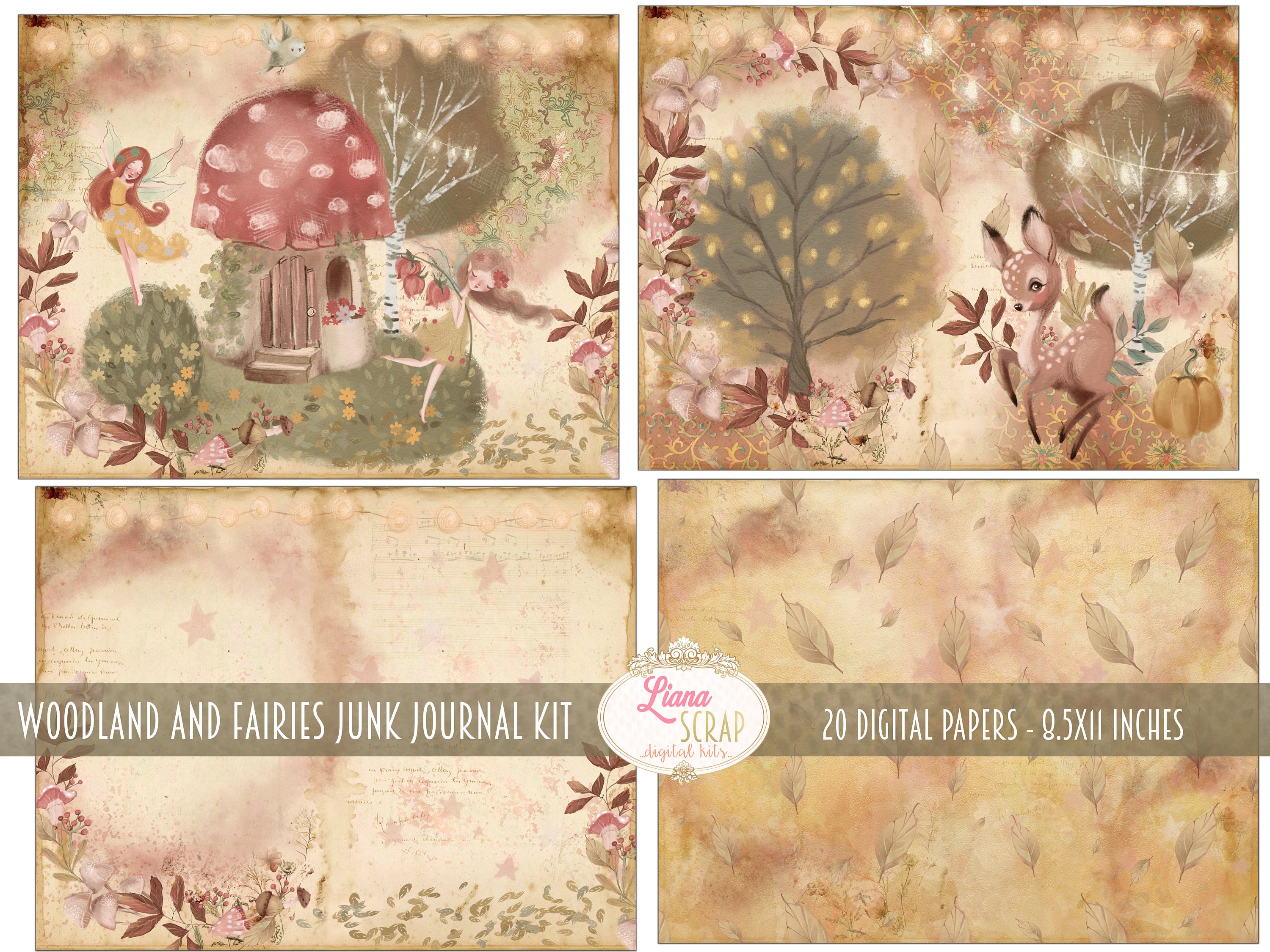 Woodland Fairies Junk Journal Digital Kit Printable Fairy - Etsy