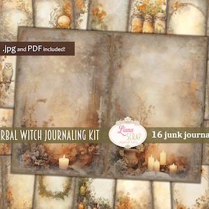 Herbal Witch Digital Journaling Kit, Background Collage Printable, Digital Witch Kit, Spell Book Digital Junk Journal Paper