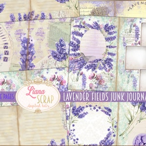 Lavender Fields Junk Journal Digital Kit Printable, Lavender Digital Collage Sheets, Junk Journal Paper