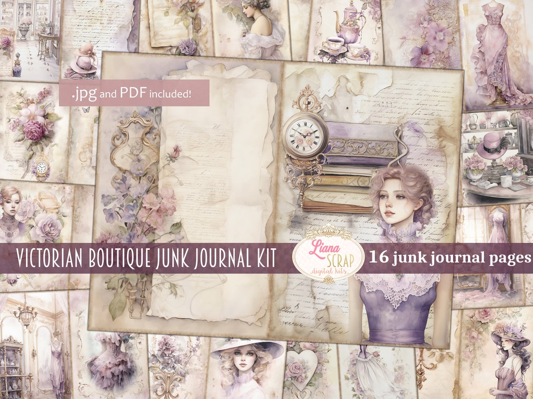 Victorian Fashion Junk Journal Kit, Collage Pages (PDF) - Etsy