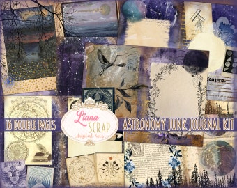 Astronomy Junk Journal Digital Kit Printable, Astrology and Moon Printables Collage Sheet, Junk Journal Paper