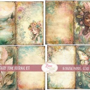 Summer Fairy Junk Journal Kit, Fantasy Fairy Collage Printables, Digital Fairy Kit, Fairy Seasons Collection image 3