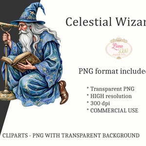Clipart de Mago em Aquarela – Arte Mística, Gráficos Celestiais para Planejador (PNG) imagem 5