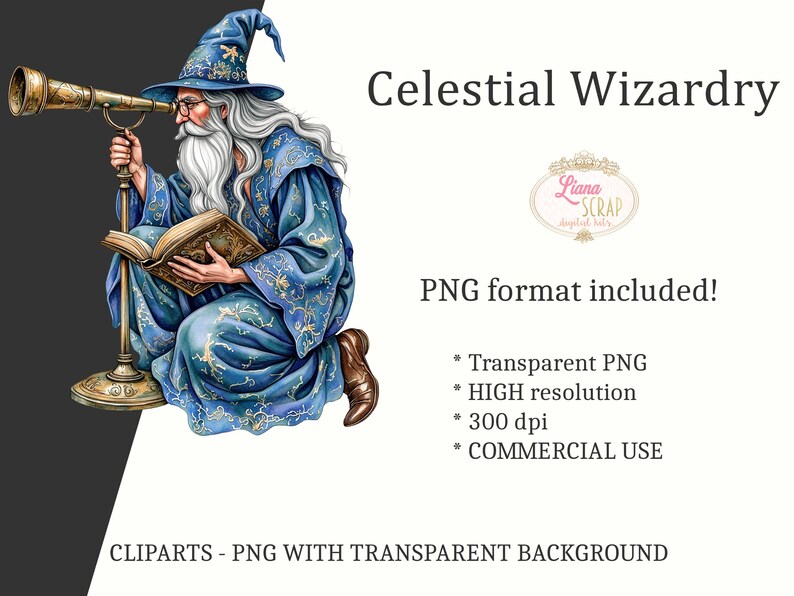 Clipart de Mago em Aquarela – Arte Mística, Gráficos Celestiais para Planejador (PNG) imagem 5