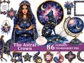 The Astral Crown 86 Clipart Set - Cosmic Watercolor Digital Planner Stickers, Fantasy Art, Transparent PNG for Design & Crafts product logo