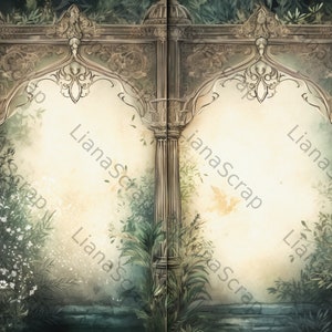 Basic Night Garden Digital Paper for Junk Journals, Old Paper With ...