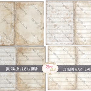 Journaling Basics Simple and Lined Paper for Junk Journals, Digital Kit ...