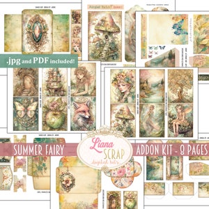 Sommerfee Junk Journal ADDON Kit, Fantasy Fee Collage Printables, Digital Fee Kit, Fairy Seasons Collection Ephemera