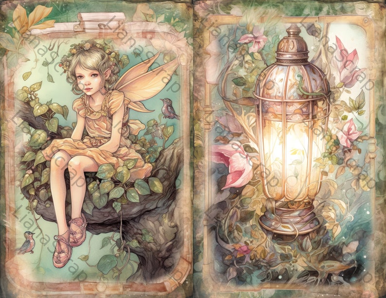 Summer Fairy Junk Journal Kit, Fantasy Fairy Collage Printables, Digital Fairy Kit, Fairy Seasons Collection image 7