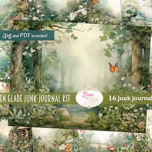Verborgen Glade Digital Junk Journal Achtergrond, Fairy Forest Collage Printable, Digital Junk Journal, Nature Journal Paper, Bosachtergrond